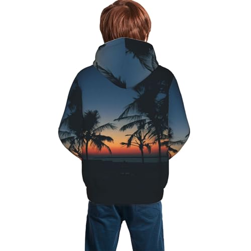 Beach Palm Trees Boy, Girls Sports Shirt Youth Pullover Fashion Hooded Sweatshirt2