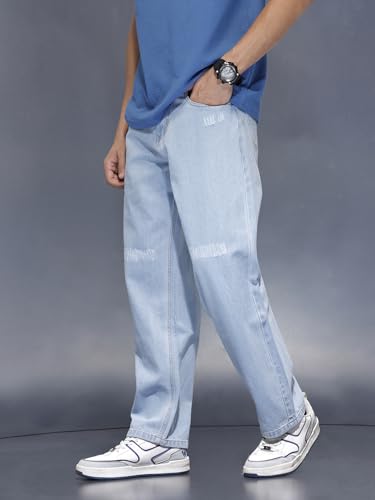 Image of WROGN Men's 100% Cotton Mid-Rise Jeans | Loose Fit