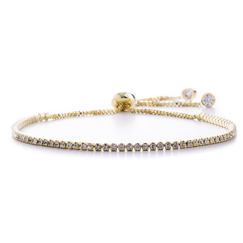 Devin Rose Adjustable Bolo Style Tennis Bracelet for Women 2mm - 4mm Faceted Crystals