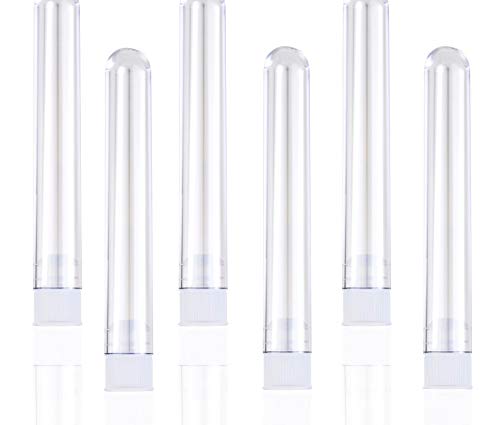 NUOLUX Kunststoff Probenröhrchen Mit Kappen 7.5 X 1.2 Cm Transparent 25 Stück - Labor Reagenzgläser Für Kleine Proben Und Geschenkverpackung