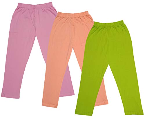 Image of IndiWeaves Girls Super Soft Cotton Solid Capri Pants (Green, Peach, Light Purple, 14-16 Years) Pack of 3