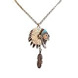 Porter Gallery USA シルバーペイント インディアンチーフヘッドドレスペンダント フェザーディテール ギフトボックス入り