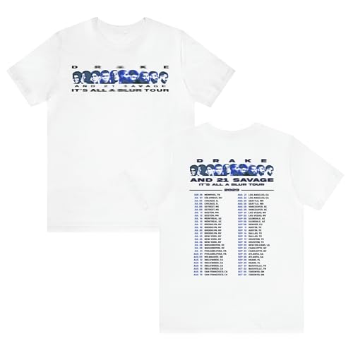 Drake 21 Tour Dates Cities T-Shirt It's All A Blur Tour 2023 IAAB Concert Tour Merch | Drake Heads Faces Savage (as1, Alpha, m, Regular, Regular, White)