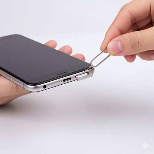 Image of SIM Card Ejector Pin Tool, Universal Metal SIM Tray Removal Needle Opener Compatible with All Smartphones, Lightweight, Portable, Durable (Unit 50)