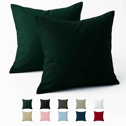 Kissenbezug 50x50 Baumwolle Renforcé (2er-Set) - Grün - Dicht gewebt mit 57 Fäden/cm² - Kissenhülle 50x50 cm - Oeko Tex Zertifiziert - Dreamzie Kissenbezug 50x50 Baumwolle Renforcé (2er-Set) - Grün - Dicht gewebt mit 57 Fäden/cm² - Kissenhülle 50x50 cm - Oeko Tex Zertifiziert - Dreamzie