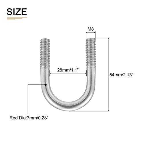 Image of DTGN 1-1 /8 inchx2.13 inch(DXL) Round U-Bolts - 5Pack - Good for Construction Industry - 304 Stainless Steel Round Bend U Bolt - Silver