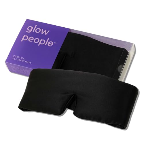 Glow People Silk Sleep Mask – 100% Mulberry Silk Eye Mask for Sleeping, Total Blackout, Cloud-Soft and Adjustable for Beauty Sleep and Travel - Charcoal