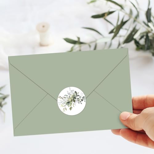Whaline 50 envelopes de vegetação aquarela verde sálvia folhas de eucalipto envelope de convite com