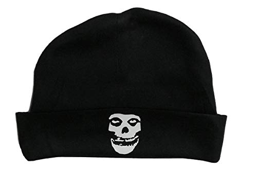 Image of Mari Kyrios Misfits Fiend Club Infant Baby Punk Rock & Roll Black Beanie Stocking Cap Danzig Skull