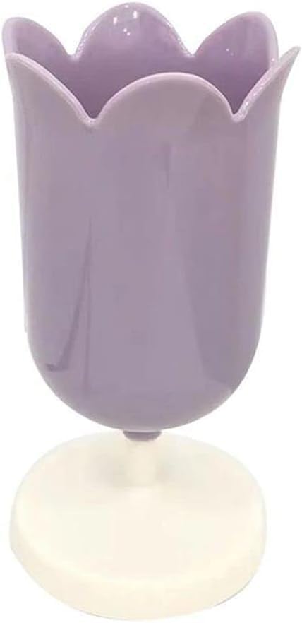 Purple Pen Holder for Desk, Plastic Tulip Pen Holder Cute Stationery Organizer Pencil Stand Case Pencil Cups Desktop Decoration Pencil Holders