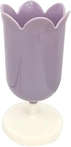 Czhotg Purple Pen Holder for Desk, Plastic Tulip Pen Holder Cute Stationery Organizer Pencil Stand Case Pencil Cups Desktop Decoration Pencil Holders
