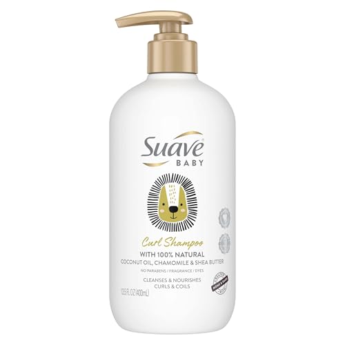 Suave Baby Curl Shampoo for Curly Coily Hair with 100% Natural Coconut Oil Chamomile & Shea Butter No Parabens Fragrance Dyes 13.5 OZ
