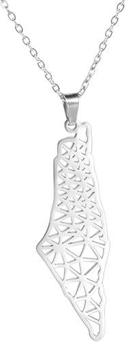 Collier carte Israël en argent 925 bijou quotidien pour homme et femme