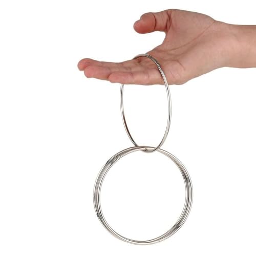 MilesMagic Magician's Set of 4 Close Up Chinese Linking Rings (4 Inch) Gimmick Locking Himber Stainless Steel Connecting Ring for Real Stage or Street Magic Tricks