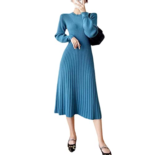 Robe trapèze en tricot FULBHPRINT bleue en taille S pour femme