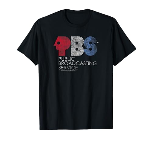 PBS Distressed Red White and Blue Logo Broadcasting Service T-Shirt