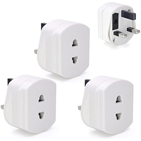 Pack of 3 Shaver Adaptor Plug UK Charger Adapter, 2 Pin To 3 Pin EU/US to UK Plug Adaptor, Electric Toothbrush Bathroom Socket Adapter Plug UK, EU 2 Pin To UK 3 Pin Adaptor Plug Converter Cover