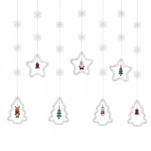 Christmas Window Lights 9.83 Ft Star Shaped Hanging Window Light with Remote Control Hanging Lights for Bedroom Living Room Decorative Hanging Ornaments for Window Wall Indoor Christmas Decoration - image 2