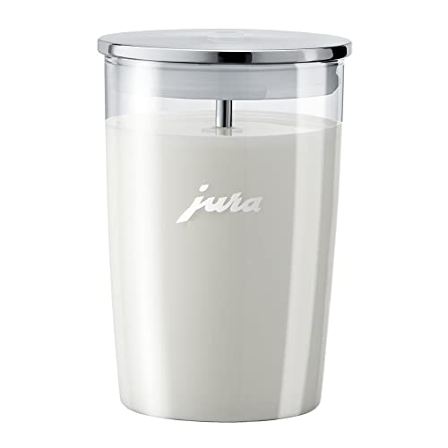 Jura E8 Automatic Espresso Machine,2.8 Inches (Piano White) Bundle With Glass Milk Container And Coffee Canister With Measuring Spoon (3 Items) #TOP2