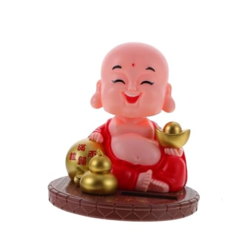 Image of CraftVatika Plastic Solar Powered Moving Head Laughing Buddha Feng Shui Items for Good Luck, for Money, Home Decor Items, Show Pieces for Home Decor | Car Dashboard | Office Desk, 5 x 32 Centimeters