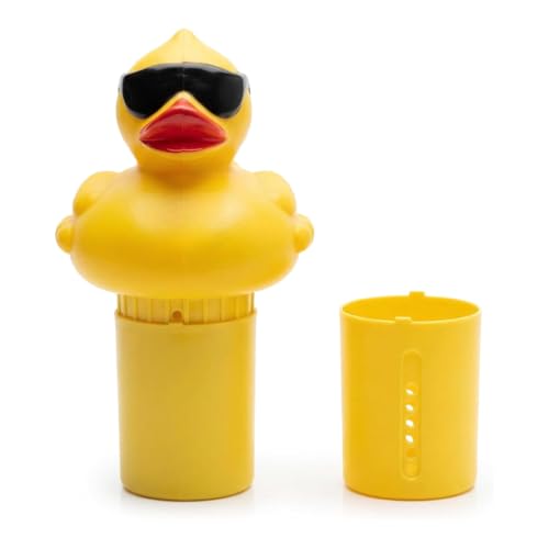 GAME Floating Pool Chlorine Dispenser Derby Duck Design Adjustable Control Ring Holds Up to 3 x 1 Chlorine Tablets for Above-Ground & In-Ground Pools