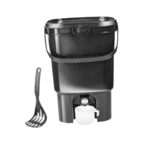 Gralara Fermentation Barrel, Compost Bin for Kitchen Waste, 21L Sealed with Lid, Food Waste Compost Container for Backyard, Black