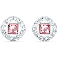 Swarovski Pendientes de botón Una Angelic, Rosas, Baño de rodio