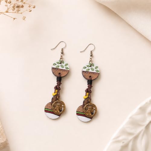 Image of Handcrafted Boho & Tribal Earrings for Women - Wooden, Brass & Terracotta Statement Designs in Drop, Hoop, Loop & Dangle Styles