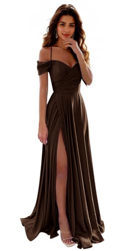 IIF Satin Bridesmaid Dresses for Wedding Off The Shoulder Prom Dresses Long Formal Evening Gown with...