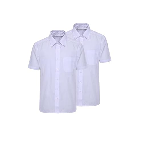 Paquete de 2 camisas escolares de manga corta para niñas, color azul y blanco, tallas del Reino Unido para edades de 2 a 18 años, blanco, 11-12 Años