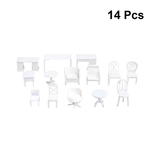 Healifty 14 Pcs Modelo de Cadeira de Mesa de Jardim de PlÃ¡stico MÃ³veis Em Miniatura para O Jardim