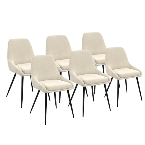 IDMarket - Lot de 6 chaises THALYA en Velours Beige avec accoudoirs