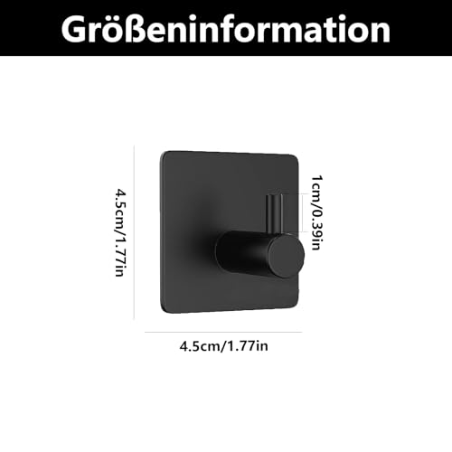 YUGUOLAN 4 Stück Handtuchhalter Ohne Bohren Schw, Handtuchhalter Schwarz Ohne Bohren, Handtuchhaken Ohne Bohren, Für Bad & Küche - Premium Haken Selbstklebend Inkl(Schwarz)