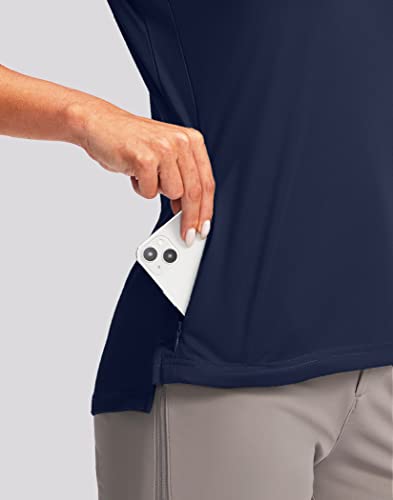 Obla Women's Golf Shirt Quick Dry V-Neck Short Sleeve Tennis Tops Upf50+ Collared Golf Polo Shirts For Women (Navy_M) #TOP2