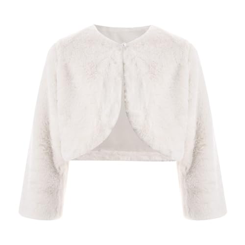 DINORMIN Kids Girls Open Front Crop Jacket Bolero Shrug Long Sleeve Cardigan Tops Flower Girl Dress Coat