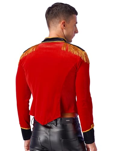 Shinsto Men's Velvet Tuxedo Jacket Marching Band Blazer Military Drummer Steampunk Parade Prince Coats4