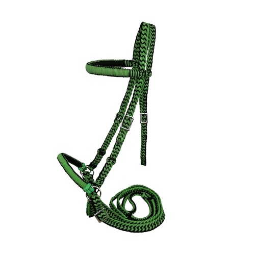 Braided Nylon Bitless Bridle w/Reins