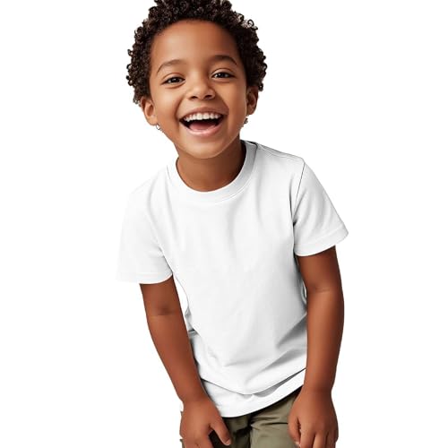 Kids Basic T Shirts for Boys Girls Casual Crewneck Short Sleeve Tee Solid Color School Uniform Tops