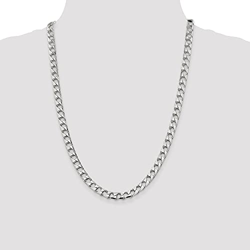 Sonia Jewels Real 925 Sterling Silver Men's 6.75mm Open Curb Cuban Chain Necklace - with Secure Lobster Lock Clasp 24"4