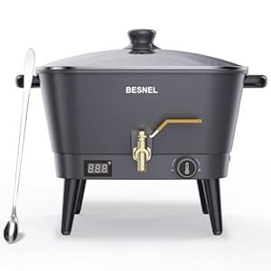 BESNEL Wax Melter for Candle Making, Electric Non-Stick Wax Melter Holds 8Qts of Wax,Soy Wax for or Soap Business Candle Making with Heat Resistant Handle & Brass Spout,Temp Control (Black)