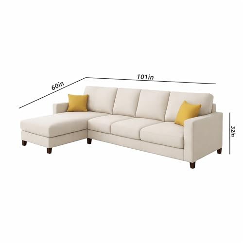 Image of Casaliving Rolando Seater L Shape Sofa Set for Living Room Left Side (Cream, 6 Seater - LHS)