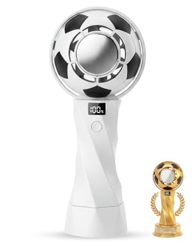 Handheld Portable Turbo Fan with Ice Cooler, 5-Speed Settings,World Cup trophy handheld fan,Rechargeable Personal Fan [5000mAh], Small Pocket Fans for Travel, Outdoor Use, Home and Office.(White)
