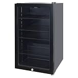Igenix 98L Under Counter Drinks Fridge, Glass Door Refrigerator with Lock, 0–10°C, Compact Beverage Cooler, Reversible Door, IGBF098UCB, Black