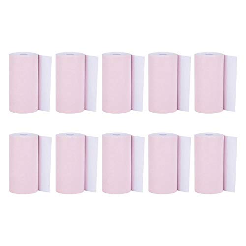 Thermal Paper, 10 Rolls Pink Thermal Receipt Paper for PeriPage A6 PAPERANG P1 / P2 Mini Photo Printers, Thermal Printing Paper for 58mm Thermal Printer