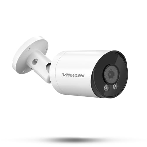 Image of VIKYLIN 5MP Bullet PoE IP Camera Outdoor, 5MP Bullet Security Camera with Human Vehicle Detection, 2.8mm Lens, 98ft IR Night Vision, Built-in Mic, MicroSD 256GB,WDR, IP67, Blue Iris, NDAA Compliant