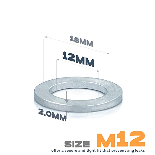 Image of 20Pcs M12 Oil Drain Plug Gasket, Aluminum Crush Washer, Seal Ring by KeeRoarin, 12mm*18mm*2mm