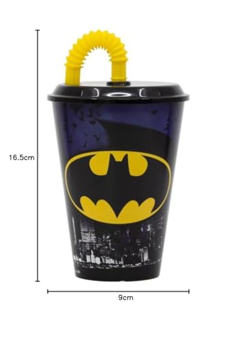 ALMACENESADAN, 4975 Batman Symbol, bestehend aus Becher mit Schaft 430 ml, wiederverwendbar, BPA-frei