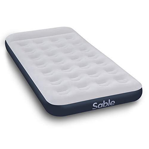 Sable Air Bed Luftbett, Doppelbett, aufblasbar, Luftmatratze für Gäste, Camping, Reisebetten, mit Aufbewahrungstasche für draußen, innen, 203 x 99 x 28 cm, Grau/Blau, PVC, Twin