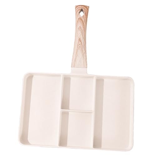 Yinhing Sartén para Desayuno de 4 Secciones Antiadherente Recubierta de Piedra Maifan para Freír Huevos, Carne, Verduras, Sartén Multifuncional para Parrilla Dividida para Uso Doméstico (WHITE)