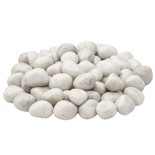 Image of Certified Snow Quartz Crystal Healing Tumbled Stone, Natural Polished Crystals for DIY Crafts, Manifestation, Meditation, Pooja Feng Shui and Reiki Healing (30 Grams)